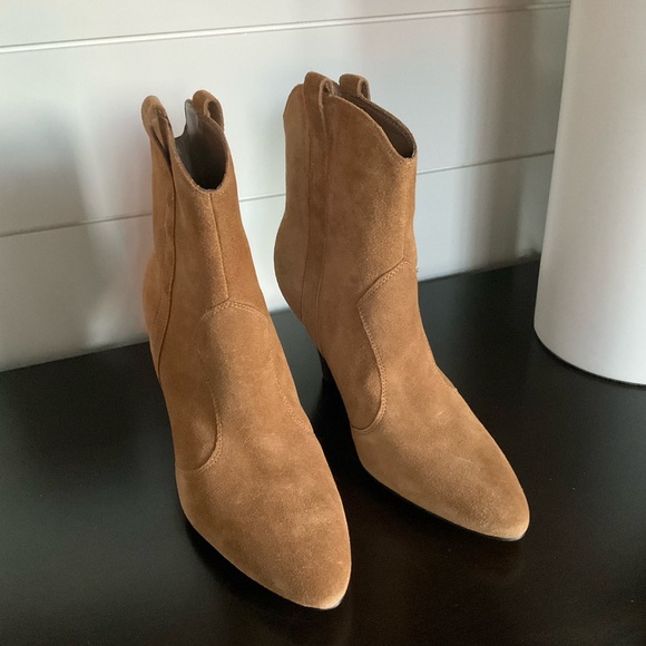 Marc Fisher Carissa Caramel Suede Ankle Boots - Picture 3 of 9